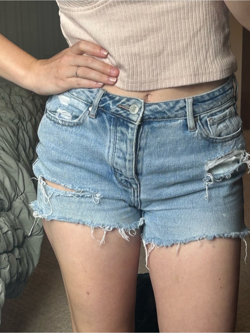 PacSun Light Blue Distressed Denim Shorts